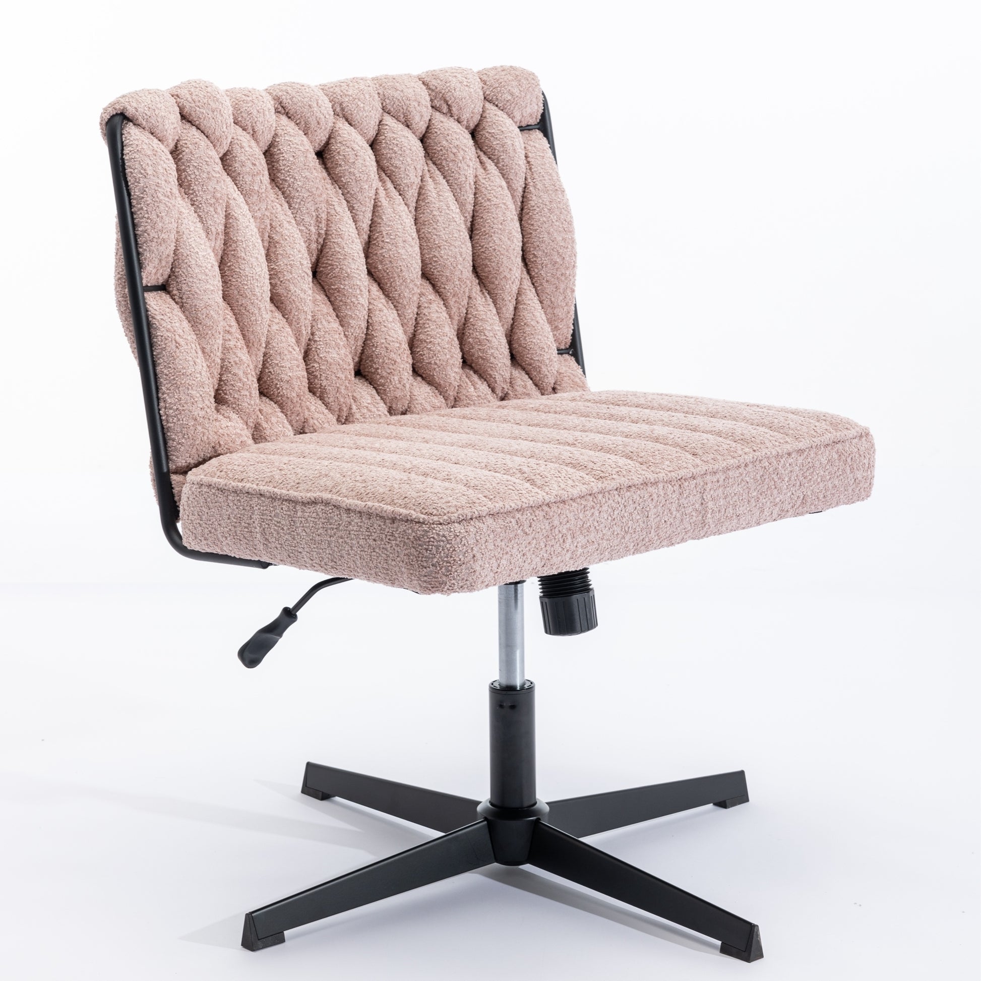 Armless Office Desk Chair No Wheels, Pink Pink Foam Polyester Blend