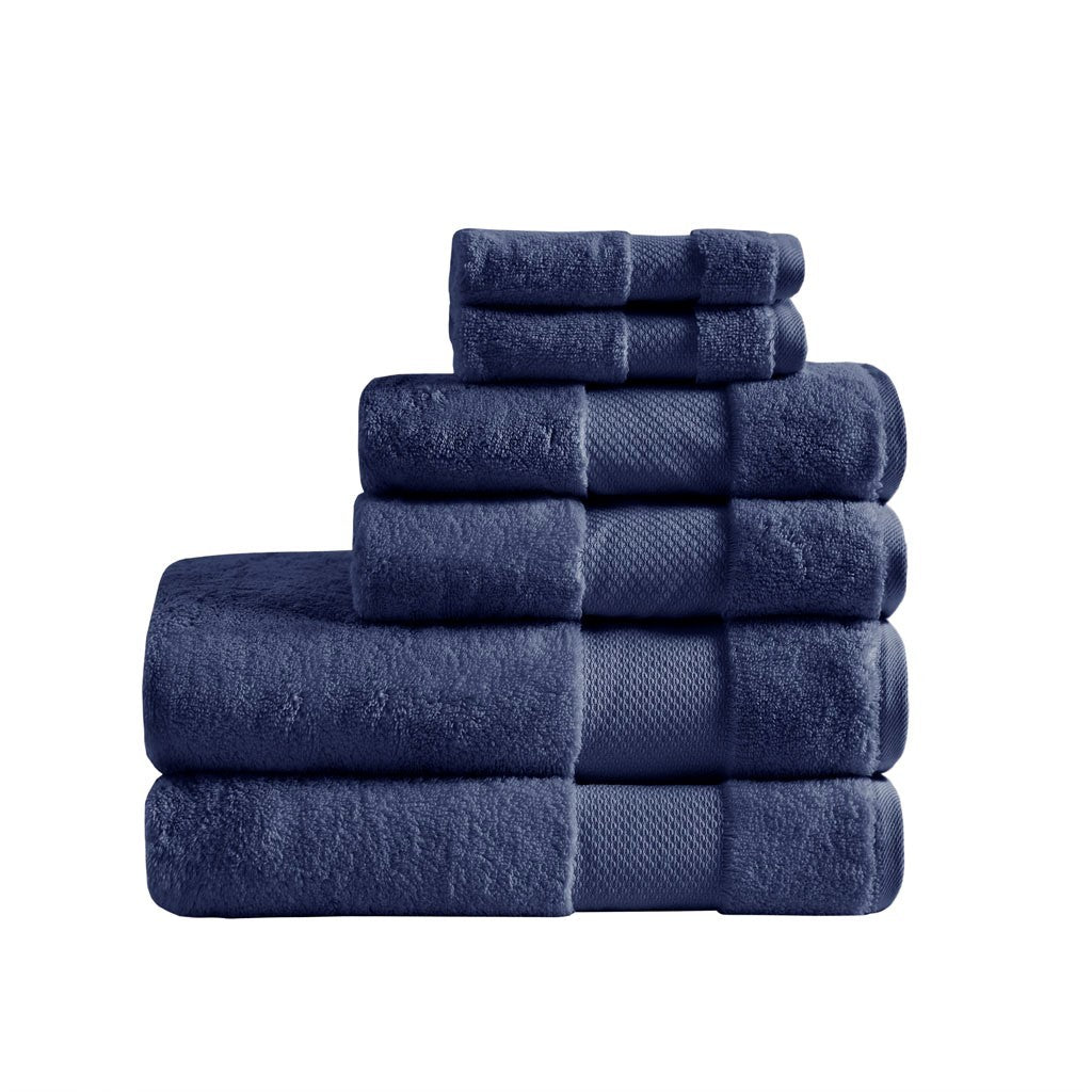 Cotton 6 Piece Bath Towel Set Navy Cotton