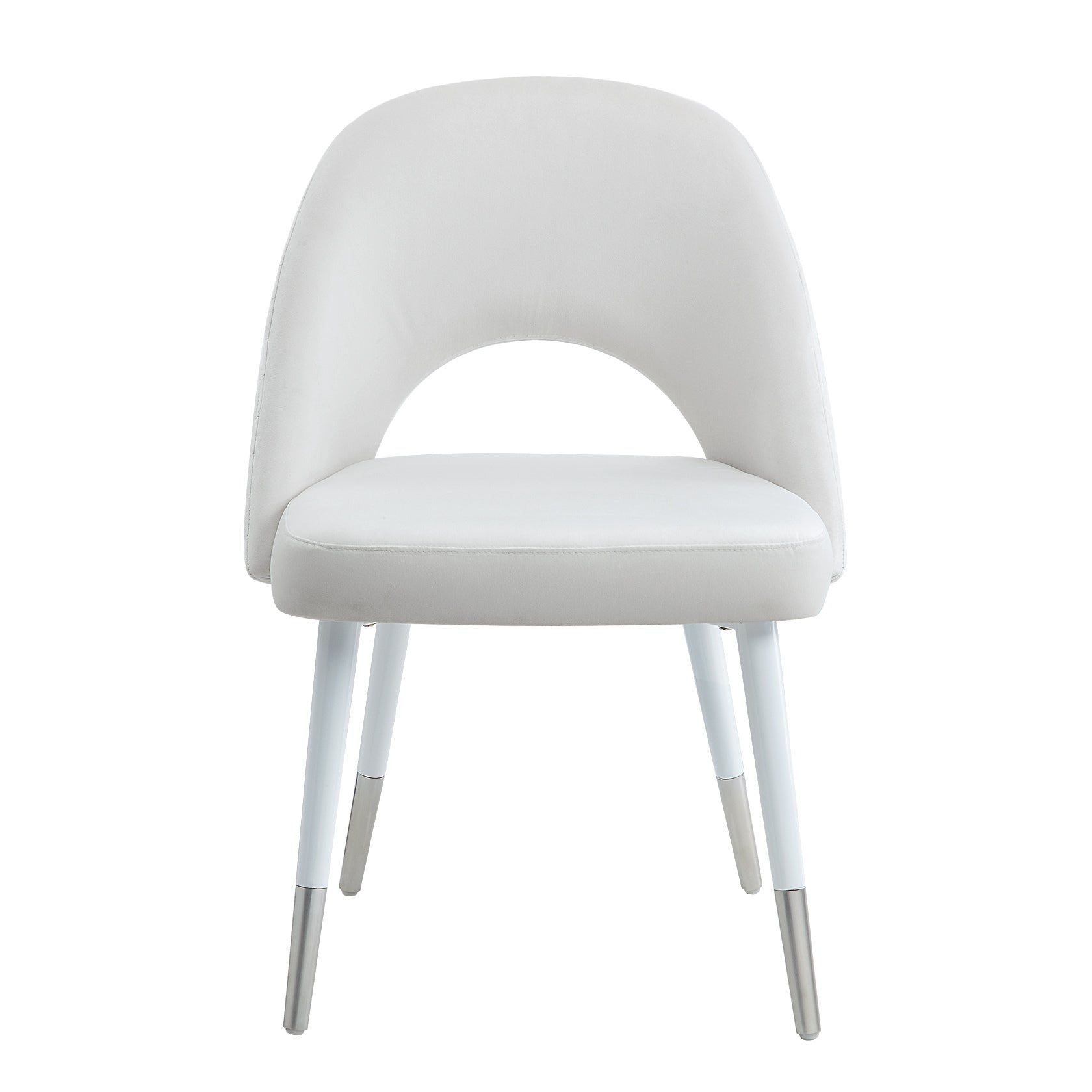 Zemirah Side Chair Set 2 , White Velvet & White Finish Dn02234 White Velvet