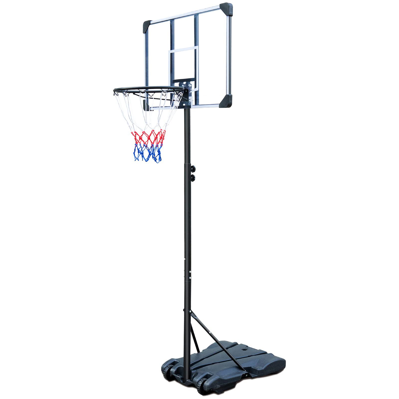 Basketball Hoop Portable Basketball Goal For Indoor Outdoor Basketball Stand 5.6 7 Ft Adjustable 32 In Backboard With Wheels Balls Sports Black White Wear Resistant Gym Pc