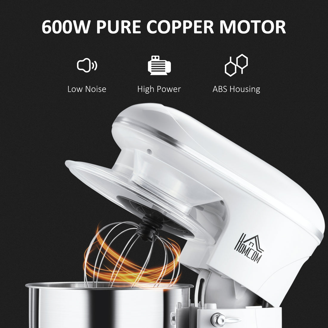 Stand Mixer With 6 1P Speed, 600W Tilt Head Kitchen Electric Mixer With 6 Qt Stainless Steel Mixing Bowl, Beater, Dough Hook, White White Abs