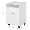 Mobile Storage Cabinet Organizer With Drawer And Cabinet, Printer Stand With Castors, White White Mdf