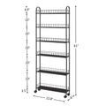 6 Tier Rolling Cart Gap Kitchen Slim Slide Out Storage Tower Rack With Wheels,6 Baskets,Kitchen,Bathroom Laundry Narrow Piaces Utility Cart Black Kitchen American Design,American Traditional Metal