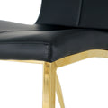 Modern Dining Chairs With Faux Leather Padded Seat Dining Living Room Chairs Upholstered Chair With Gold Metal Legs Design For Kitchen, Living, Bedroom, Dining Room Side Chairs Set Of 4 Black Metal