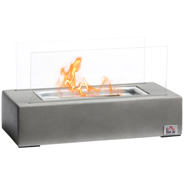 Tabletop Fireplace, 13" Concrete Alcohol Fireplace With Stainless Steel Lid For Indoor And Outdoor, 0.04 Gal Max 195 Sq. Ft., Light Grey Light Grey Concrete