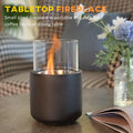 Tabletop Fireplace, Mini Concrete Ethanol Fire Bowl With Lid, Burns Up With Liquid Alcohol And Solid Tablet Alcohol, Dark Grey Dark Grey Stainless Steel