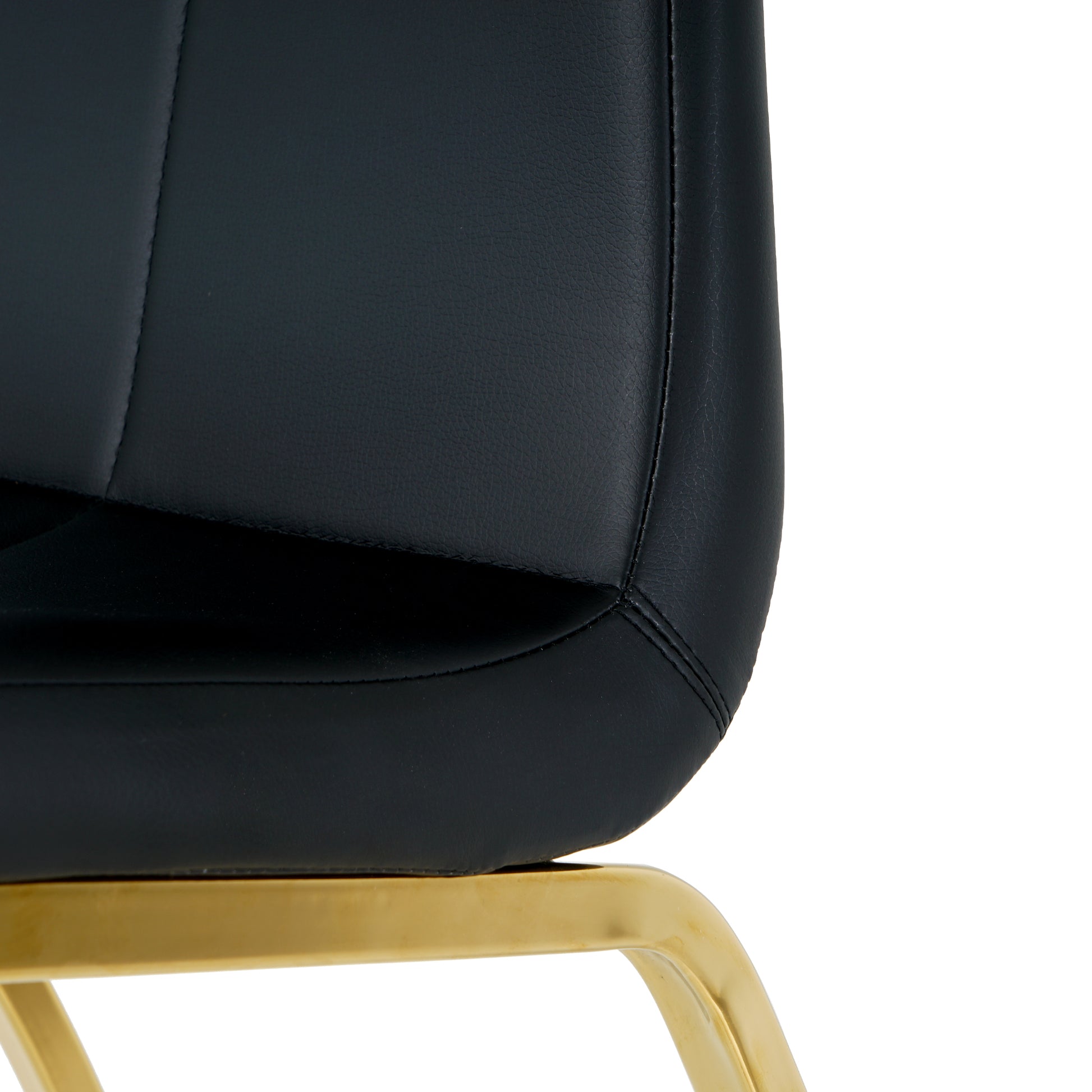 Modern Dining Chairs With Faux Leather Padded Seat Dining Living Room Chairs Upholstered Chair With Gold Metal Legs Design For Kitchen, Living, Bedroom, Dining Room Side Chairs Set Of 4 Black Metal