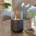 Tabletop Fireplace, Mini Concrete Ethanol Fire Bowl With Lid, Burns Up With Liquid Alcohol And Solid Tablet Alcohol, Dark Grey Dark Grey Stainless Steel