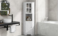 Tall Bathroom Storage Cabinet, Corner Cabinet with white-mdf