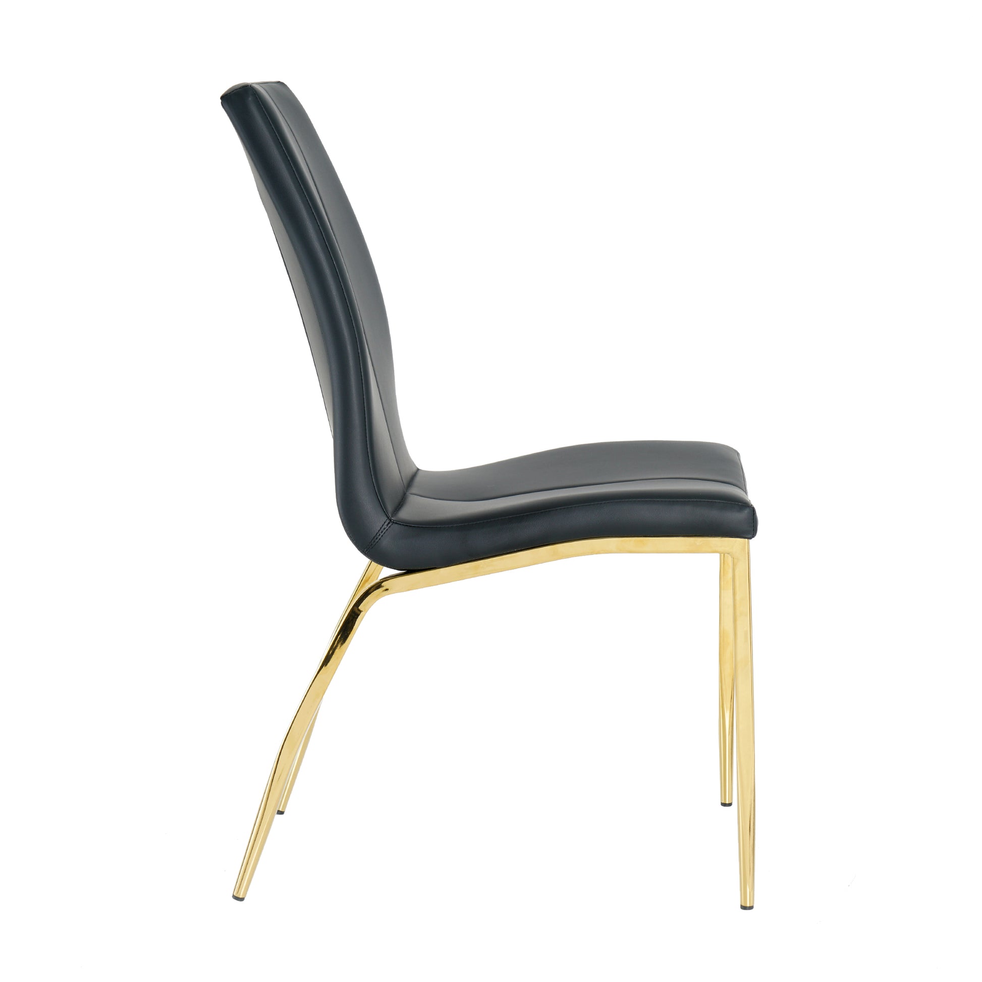 Modern Dining Chairs With Faux Leather Padded Seat Dining Living Room Chairs Upholstered Chair With Gold Metal Legs Design For Kitchen, Living, Bedroom, Dining Room Side Chairs Set Of 4 Black Metal