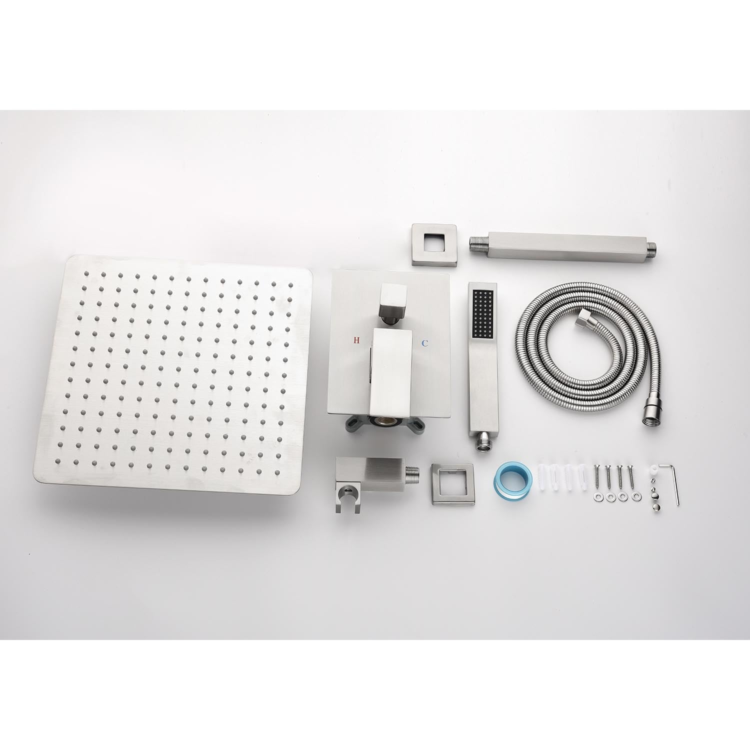 16" Shower Head System Ceiling Mounted Shower One Brushed Nickel Wall Mounted Bathroom Brass