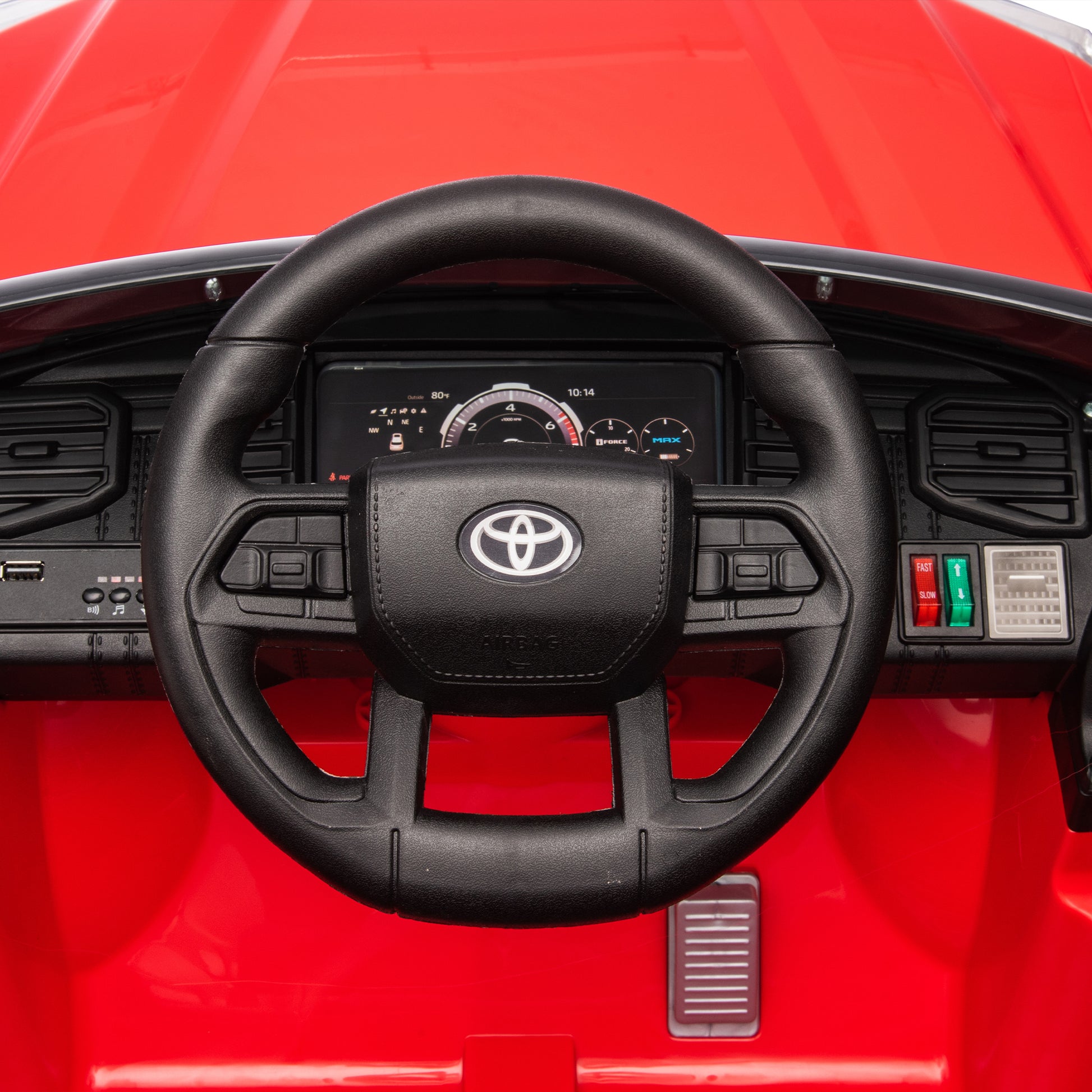 Officially Licensed Toyota Tundra Pickup,Electric Pickup Car Ride On For Kid, 12V Electric Ride On Toy,2.4G W Parents Remote Control,Electric Car For Kids,Three Speed Adjustable,Power Display Red Plastic