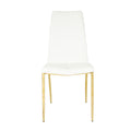 Modern Simple Table And Chair Set, One Table And Four Chairs. Transparent Tempered Glass Table Top, Solid Base. Gold Plated Metal Chair Legs Set Of 5 White Black Mdf Metal