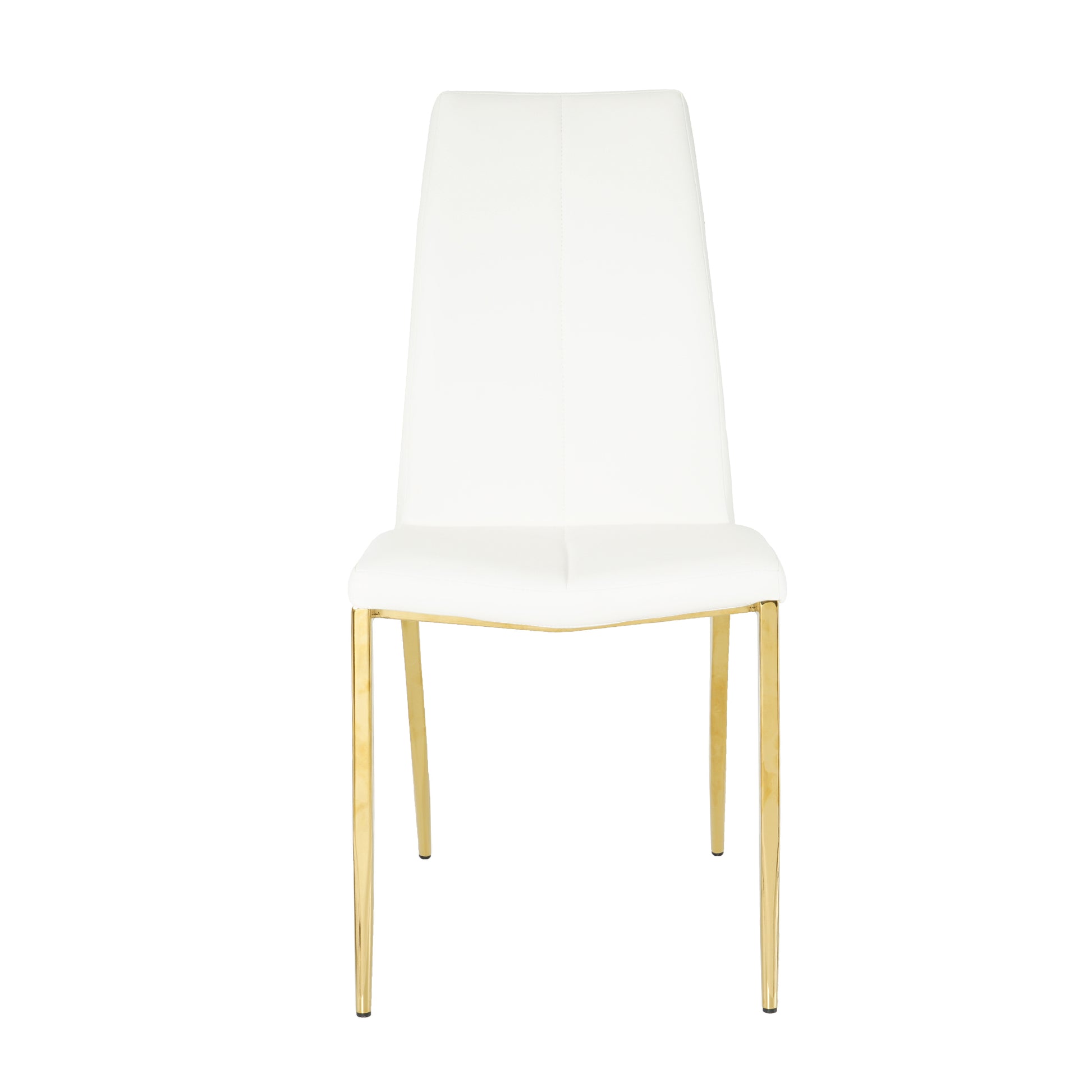 Modern Simple Table And Chair Set, One Table And Four Chairs. Transparent Tempered Glass Table Top, Solid Base. Gold Plated Metal Chair Legs Set Of 5 White Black Mdf Metal