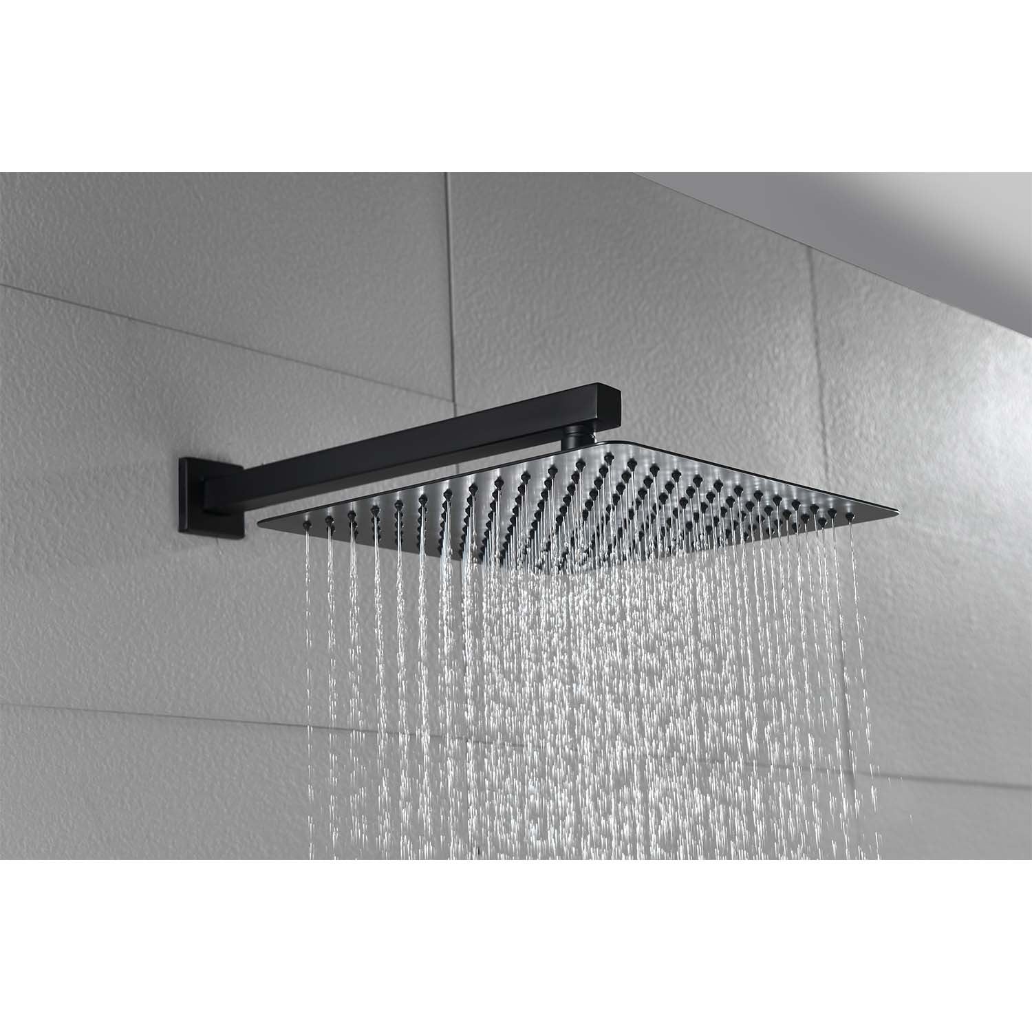 16" Rain Shower Head Systems Wall Mounted Shower One Matte Black Wall Mounted Bathroom Brass