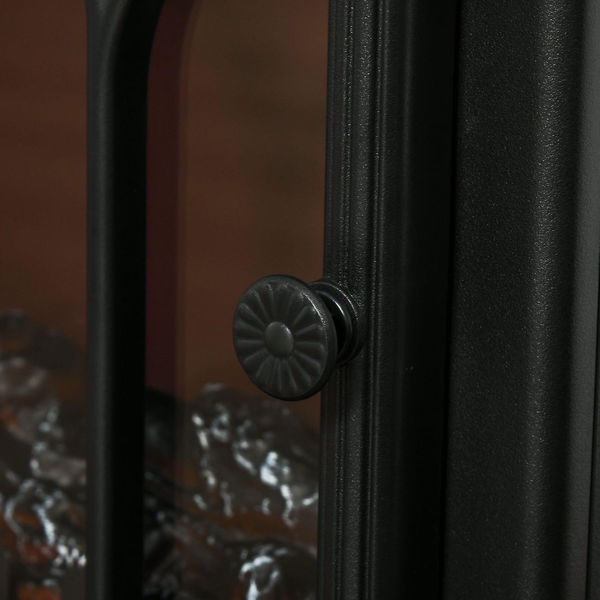 22" Electric Fireplace Stove, Freestanding Fire Place Heater With Realistic Logs And Led Flame, Adjustable Temperature, Overheat Protection, 750W 1500W, Black Black Steel