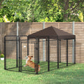 Dog Kennel Outdoor For Large And Medium Dogs, 9.3' X 4.6' X 5.2' Black Steel