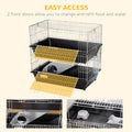 2 Tier Mouse Cage, Ferret Cage W Dish And Bottle, Ramp, 2 Doors Black Metal