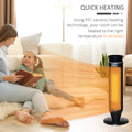 2 In 1 Tower Heater, Indoor Electric Space Heater With Oscillation, Remote Control, 8H Timer, Three Heating Modes High, Low, Fan , 750W 1500W Black Plastic