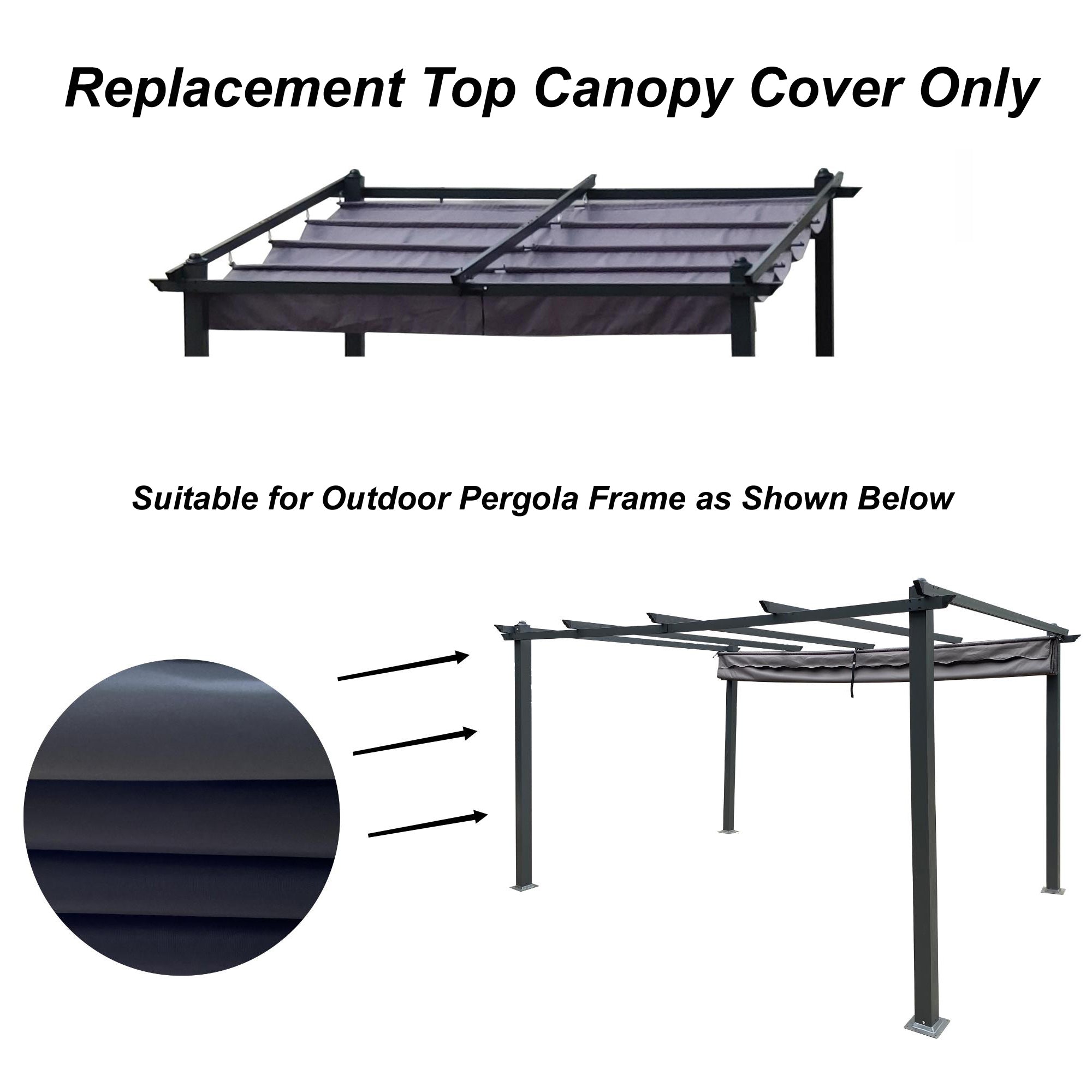 Replacement Canopy Top Cover Fabric for 13 x 10 Ft gray-polyester