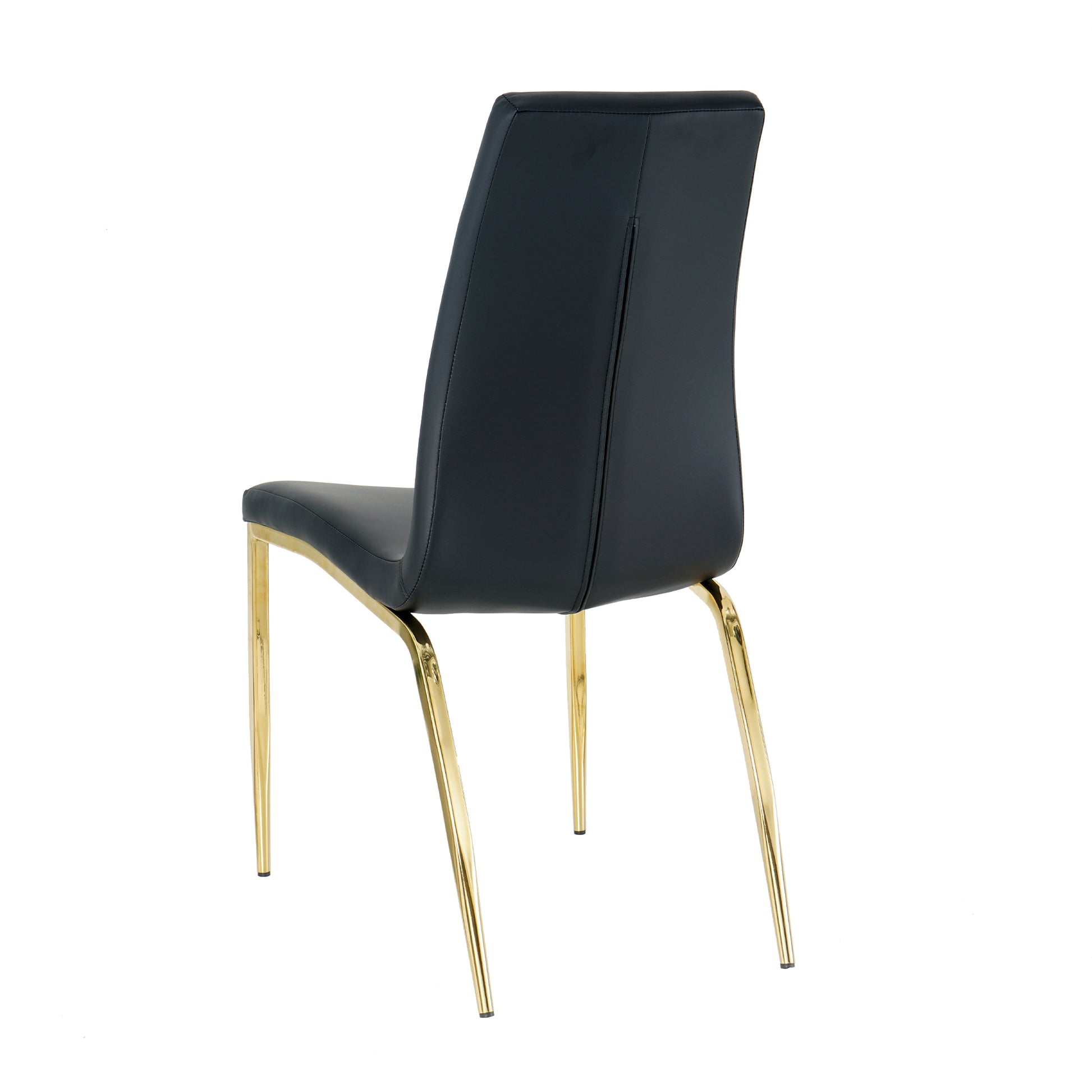 Modern Dining Chairs With Faux Leather Padded Seat Dining Living Room Chairs Upholstered Chair With Gold Metal Legs Design For Kitchen, Living, Bedroom, Dining Room Side Chairs Set Of 4 Black Metal