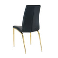 Modern Simple Table And Chair Set, One Table And Four Chairs. Transparent Tempered Glass Table Top, Solid Base. Gold Plated Metal Chair Legs Set Of 5 Black Mdf Metal