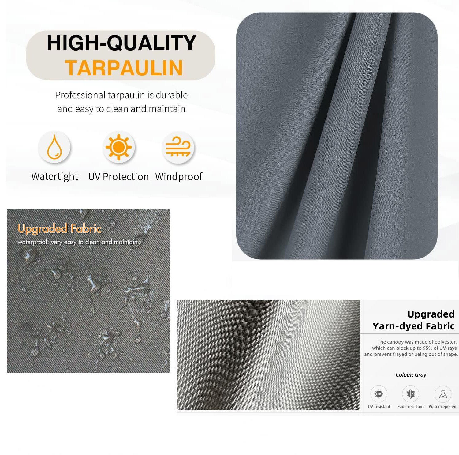 Replacement Canopy Top Cover Fabric for 13 x 10 Ft gray-polyester