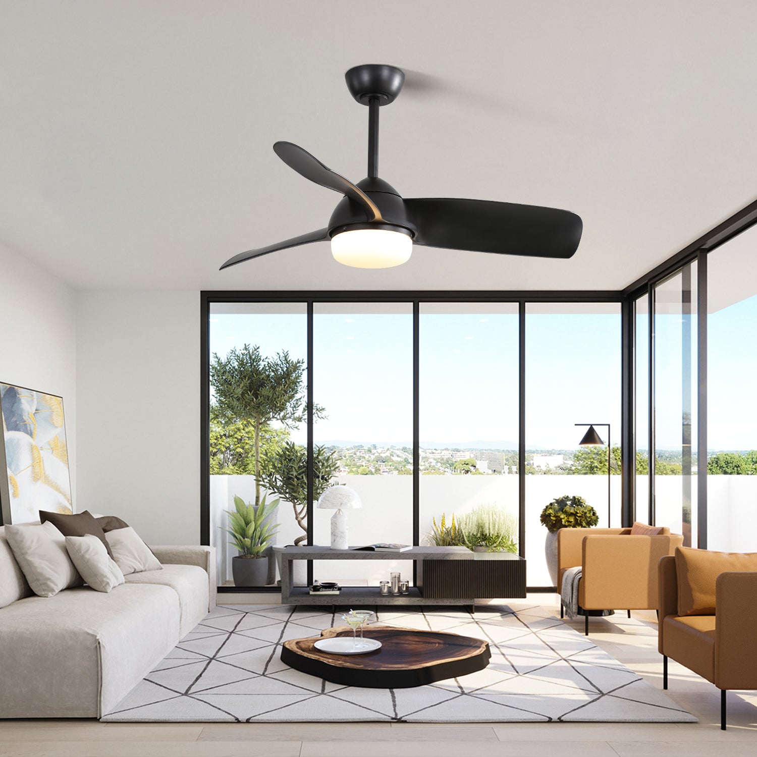 42 Inch Indoor ABS Ceiling Fan With 6 Speed Remote black-abs
