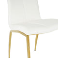 Modern Dining Chairs With Faux Leather Padded Seat Dining Living Room Chairs Upholstered Chair With Gold Metal Legs Design For Kitchen, Living, Bedroom, Dining Room Side Chairs Set Of 4 White Metal