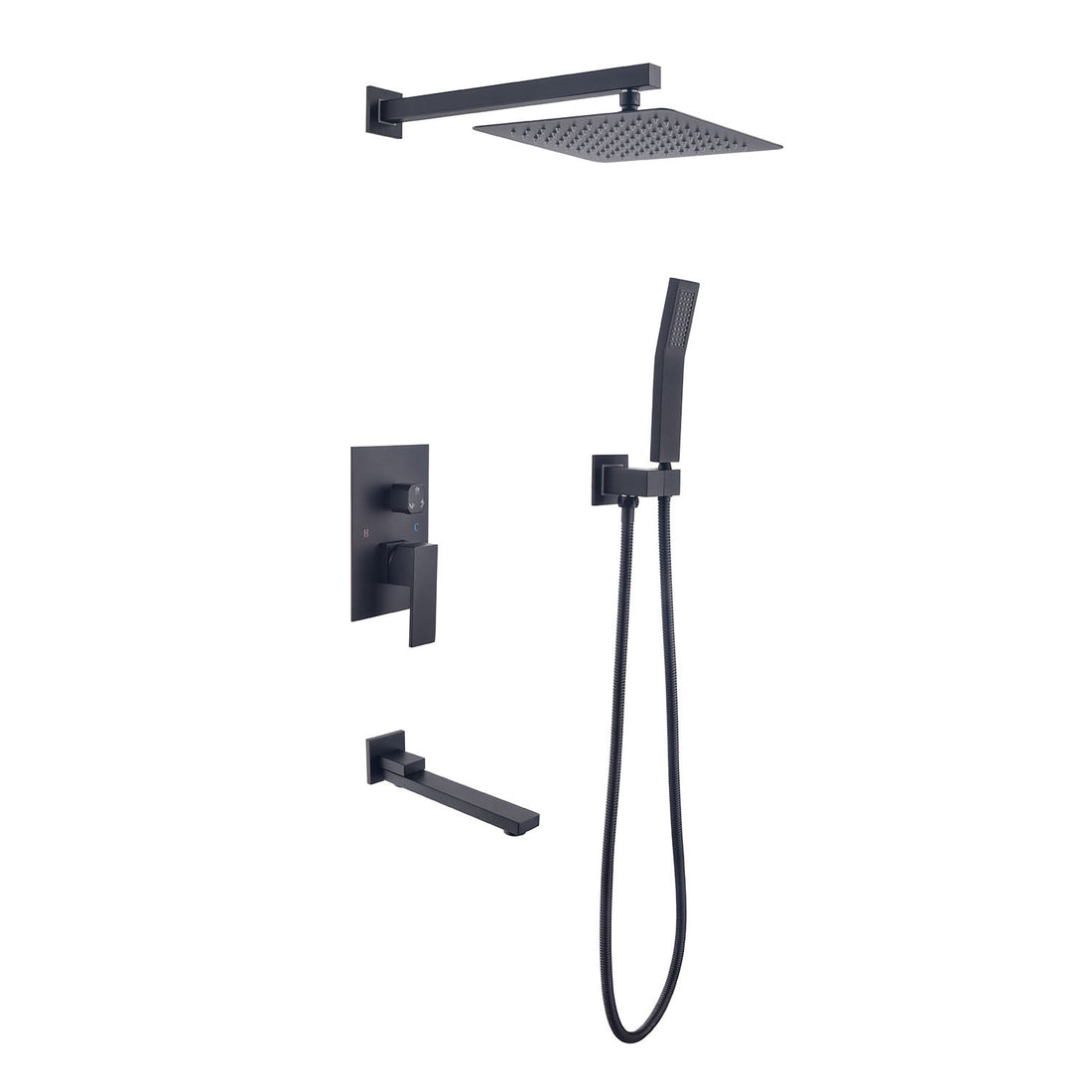 16" Rain Shower Head Systems Wall Mounted Shower One Matte Black Wall Mounted Bathroom Brass