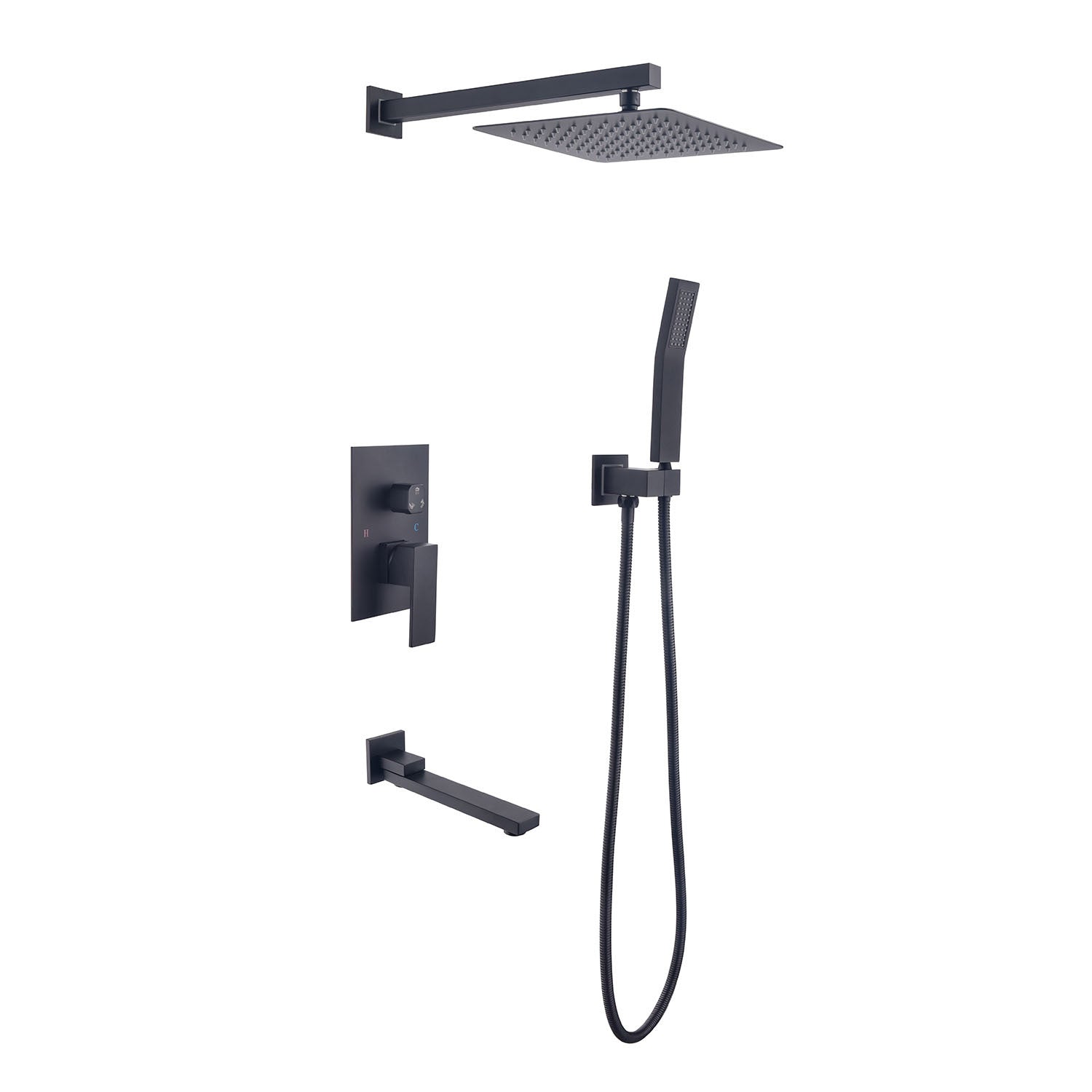 16" Rain Shower Head Systems Wall Mounted Shower One Matte Black Wall Mounted Bathroom Brass