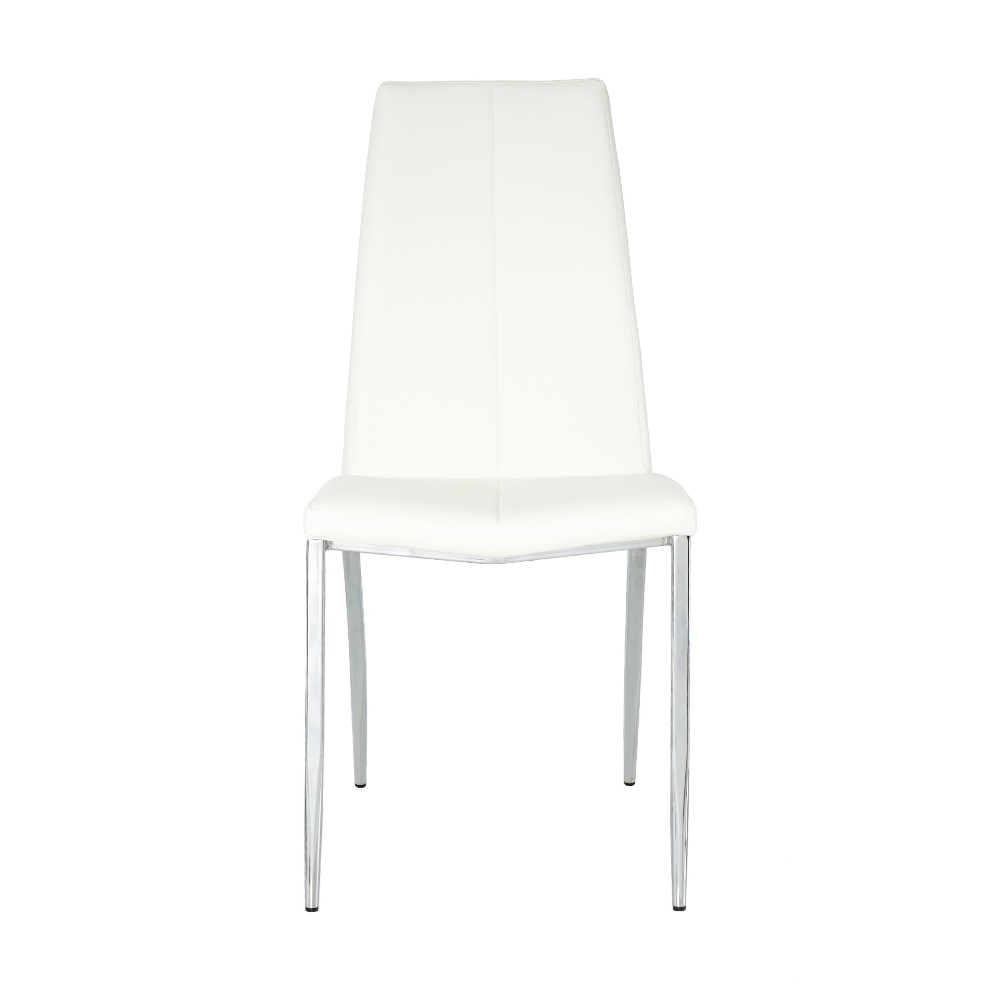 Modern Dining Chairs With Faux Leather Padded Seat Dining Living Room Chairs Upholstered Chair With Chrome Metal Legs Design For Kitchen, Living, Bedroom, Dining Room Side Chairs Set Of 4 White Metal