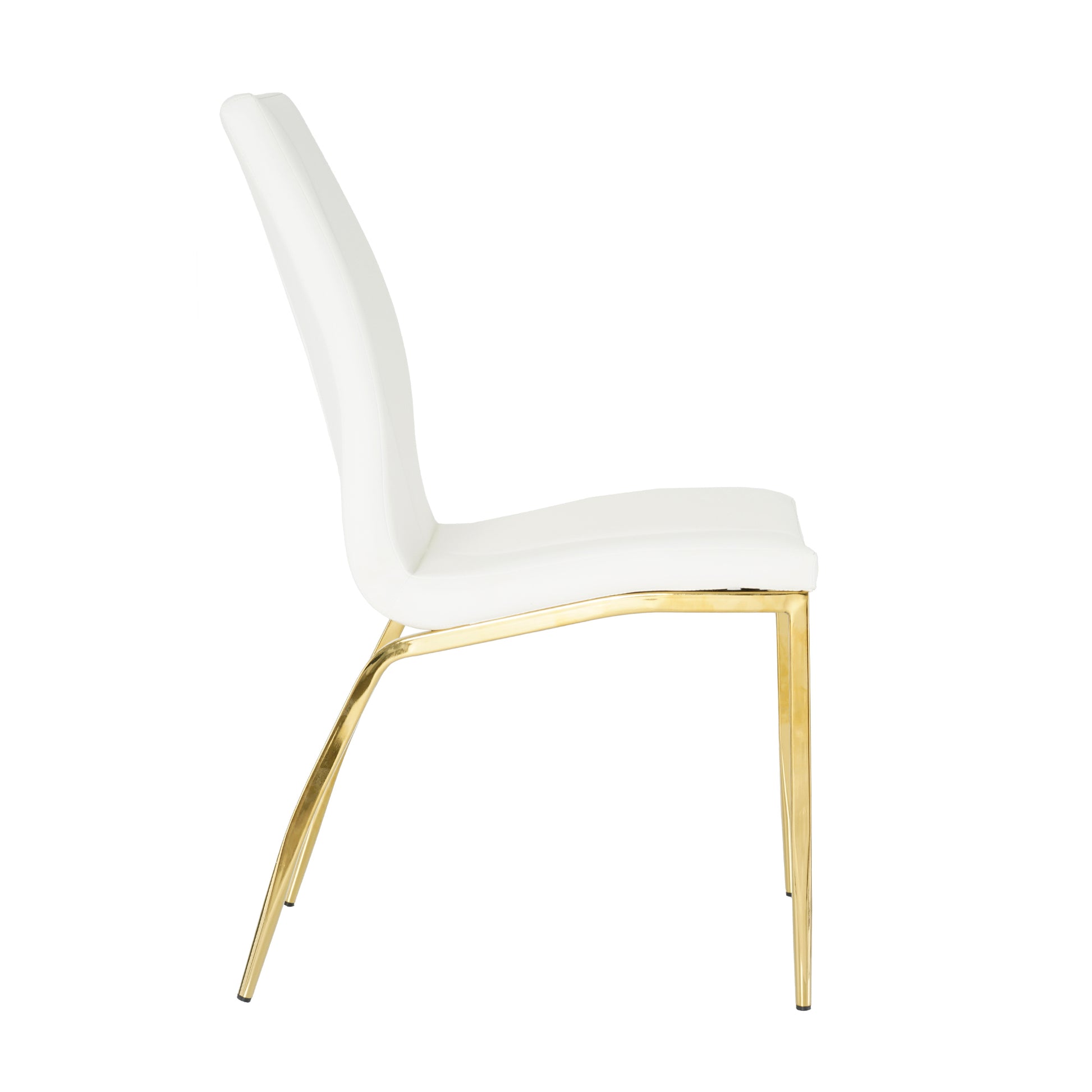 Modern Dining Chairs With Faux Leather Padded Seat Dining Living Room Chairs Upholstered Chair With Gold Metal Legs Design For Kitchen, Living, Bedroom, Dining Room Side Chairs Set Of 4 White Metal