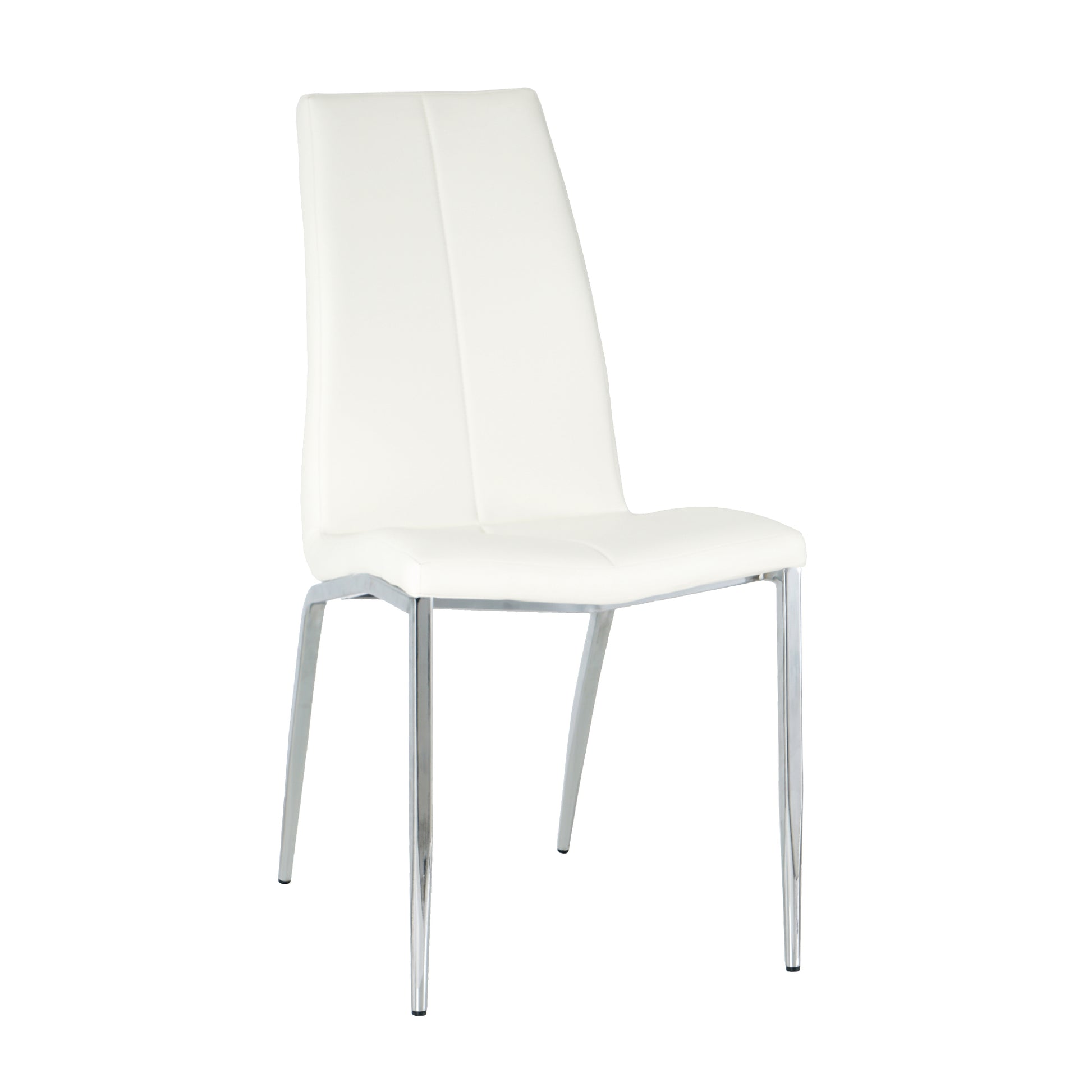 Modern Dining Chairs With Faux Leather Padded Seat Dining Living Room Chairs Upholstered Chair With Chrome Metal Legs Design For Kitchen, Living, Bedroom, Dining Room Side Chairs Set Of 4 White Metal