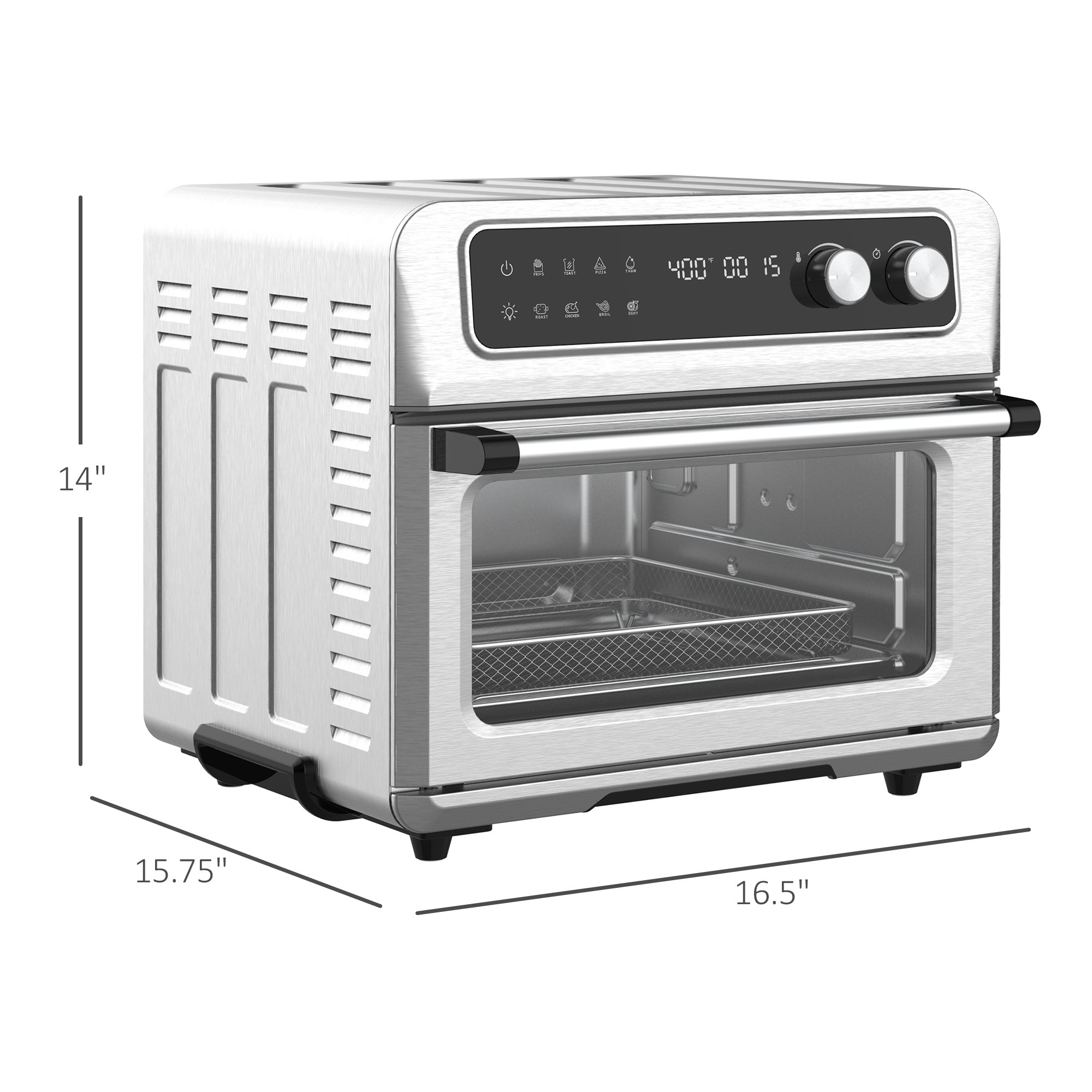 Air Fryer Toaster Oven, 21QT 8 In 1 Convection Oven silver-stainless steel