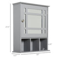 Kleankin Bathroom Medicine Cabinet With Mirror, Wall Mounted Mirror Cabinet With Door And Storage Shelves, Gray Grey Mdf