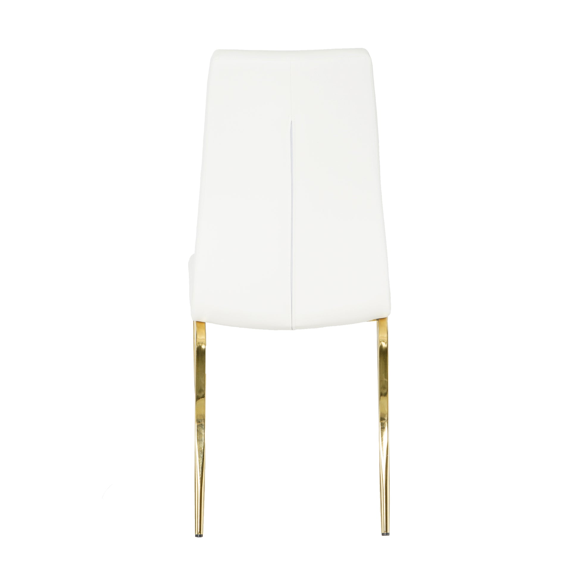 Modern Dining Chairs With Faux Leather Padded Seat Dining Living Room Chairs Upholstered Chair With Gold Metal Legs Design For Kitchen, Living, Bedroom, Dining Room Side Chairs Set Of 4 White Metal