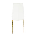 Modern Simple Table And Chair Set, One Table And Four Chairs. Transparent Tempered Glass Table Top, Solid Base. Gold Plated Metal Chair Legs Set Of 5 White Black Mdf Metal