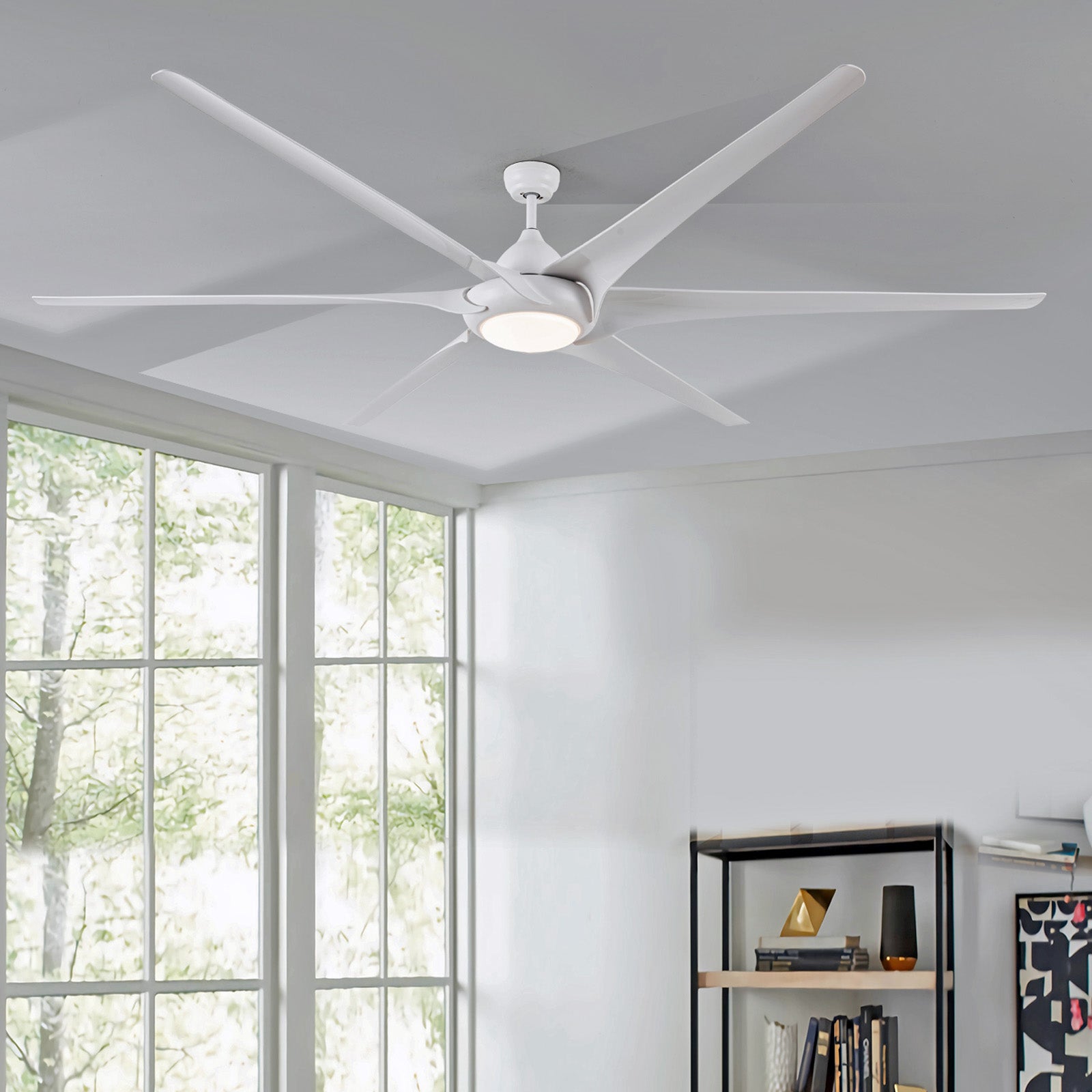 100" Ceiling Fans With Lights And Remote White Abs