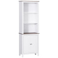 69'' Freestanding Storage Cabinet, Bathroom Linen Tower, Kitchen Cupboard, Buffet Cabinet, Bookcase With Double Door 3 Tier Shelf For Home Office, White White Engineered Wood