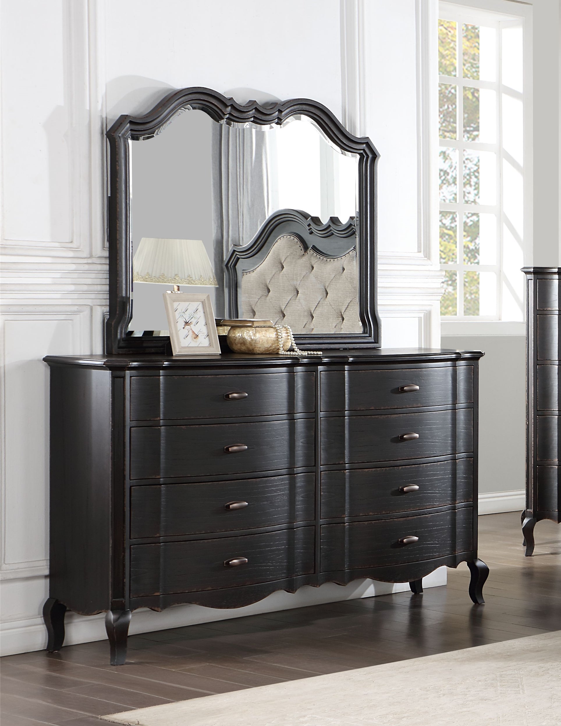 Chelmsford Mirror, Black Antique Finish Bd02298 Antique Black Wood