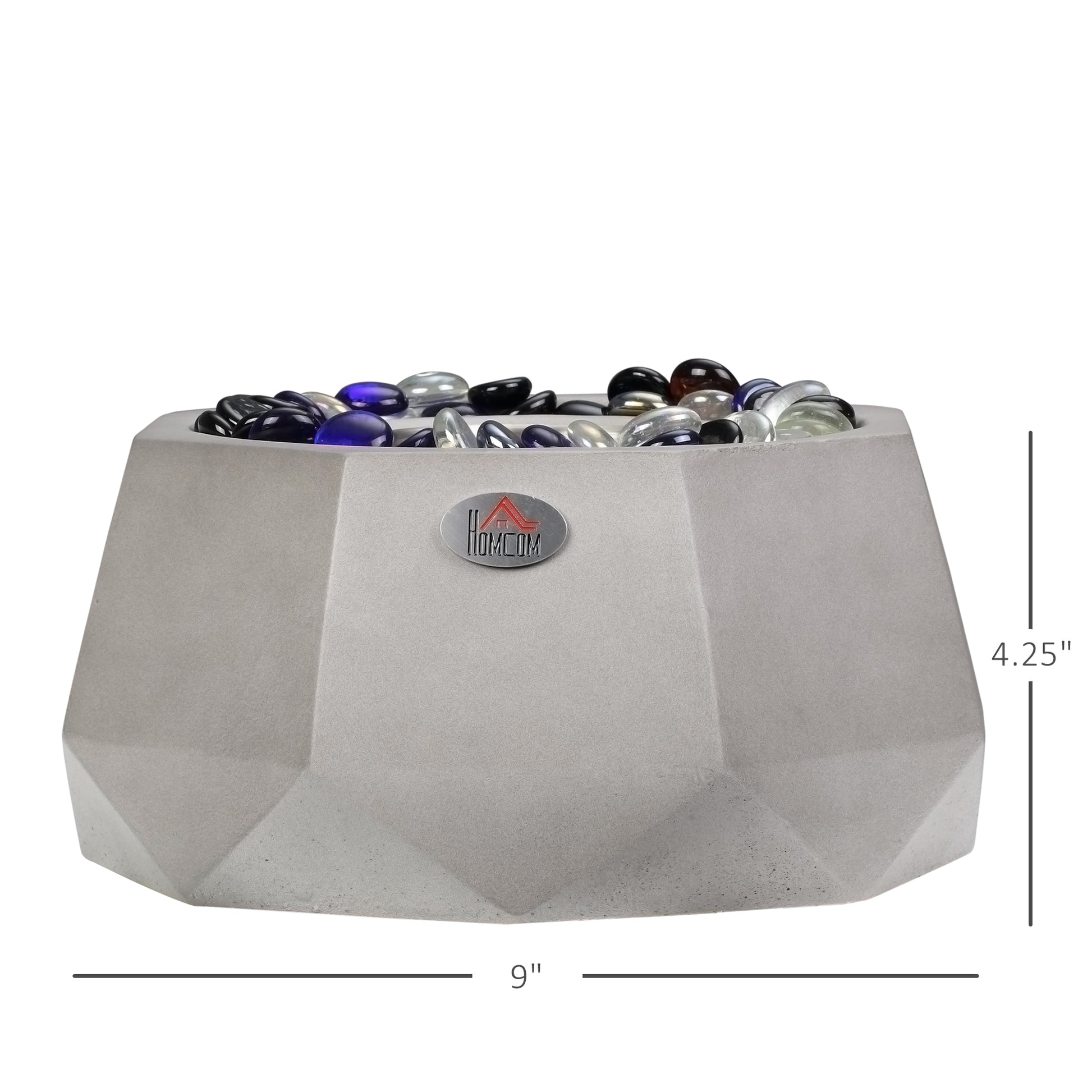 Concrete Tabletop Fireplace, 9" Portable Alcohol Fireplace With Lid For Indoor And Outdoor, 0.1 Gal Max 215 Sq. Ft., Burns Up With Liquid Alcohol And Solid Alcohol, Light Grey Light Grey Concrete