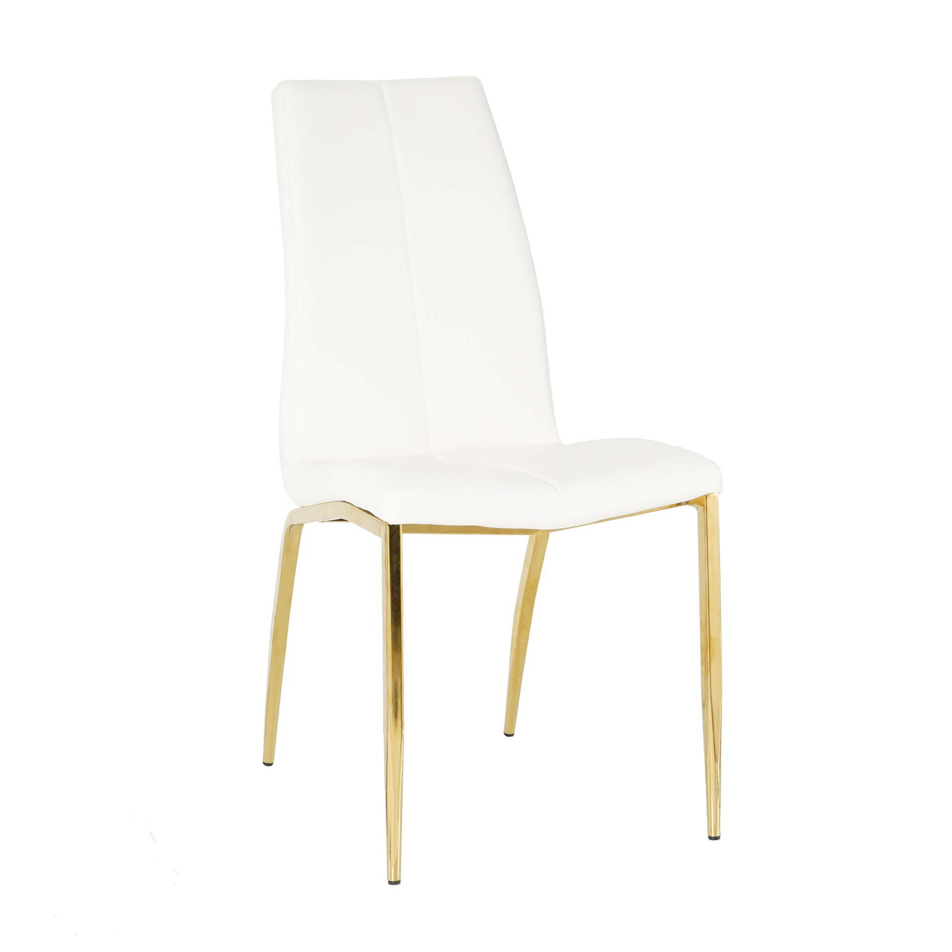 Modern Dining Chairs With Faux Leather Padded Seat Dining Living Room Chairs Upholstered Chair With Gold Metal Legs Design For Kitchen, Living, Bedroom, Dining Room Side Chairs Set Of 4 White Metal