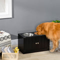 Magnetic Door Dog Food Storage Cabinet & Dog Feeding Station, Black Black Mdf