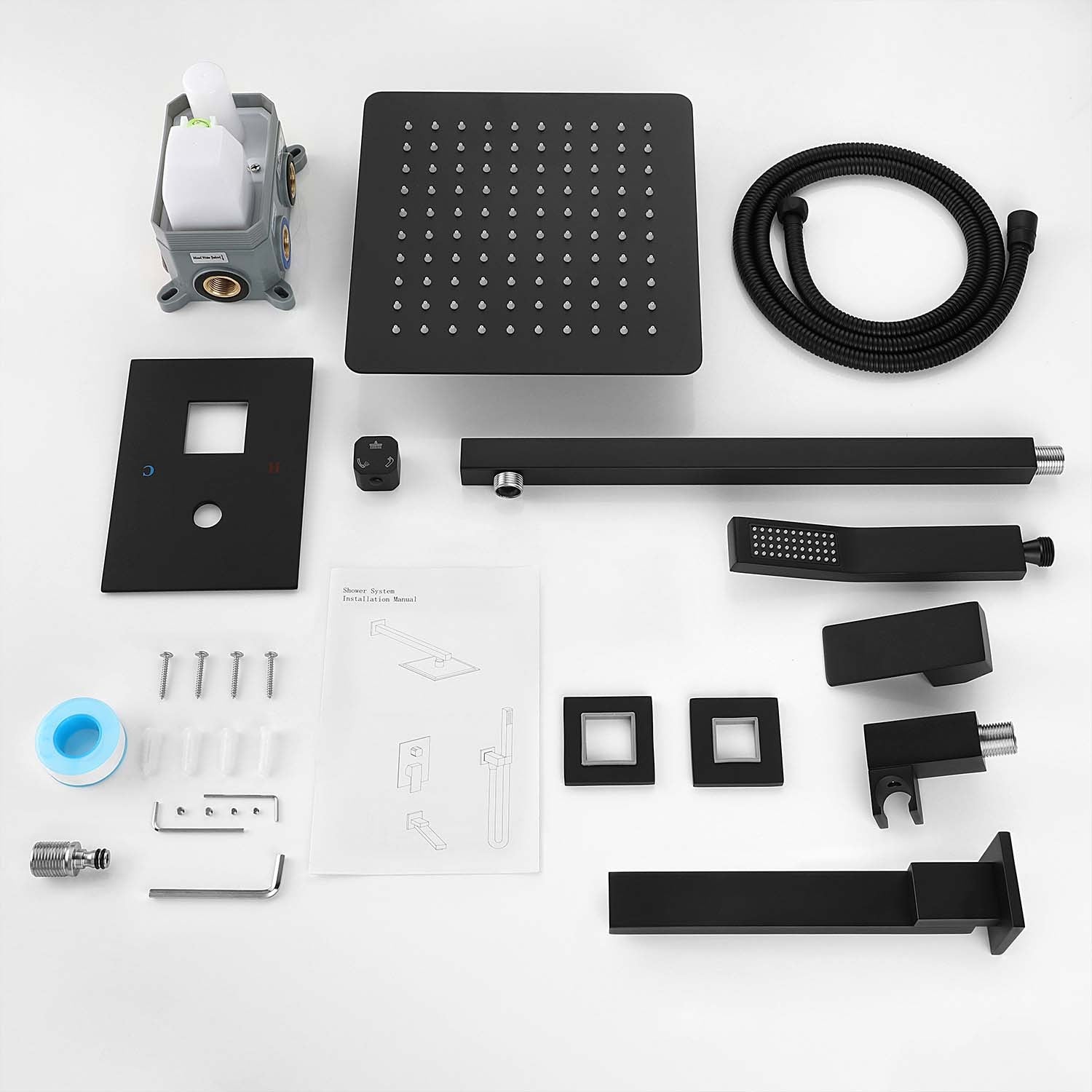 16" Rain Shower Head Systems Wall Mounted Shower One Matte Black Wall Mounted Bathroom Brass