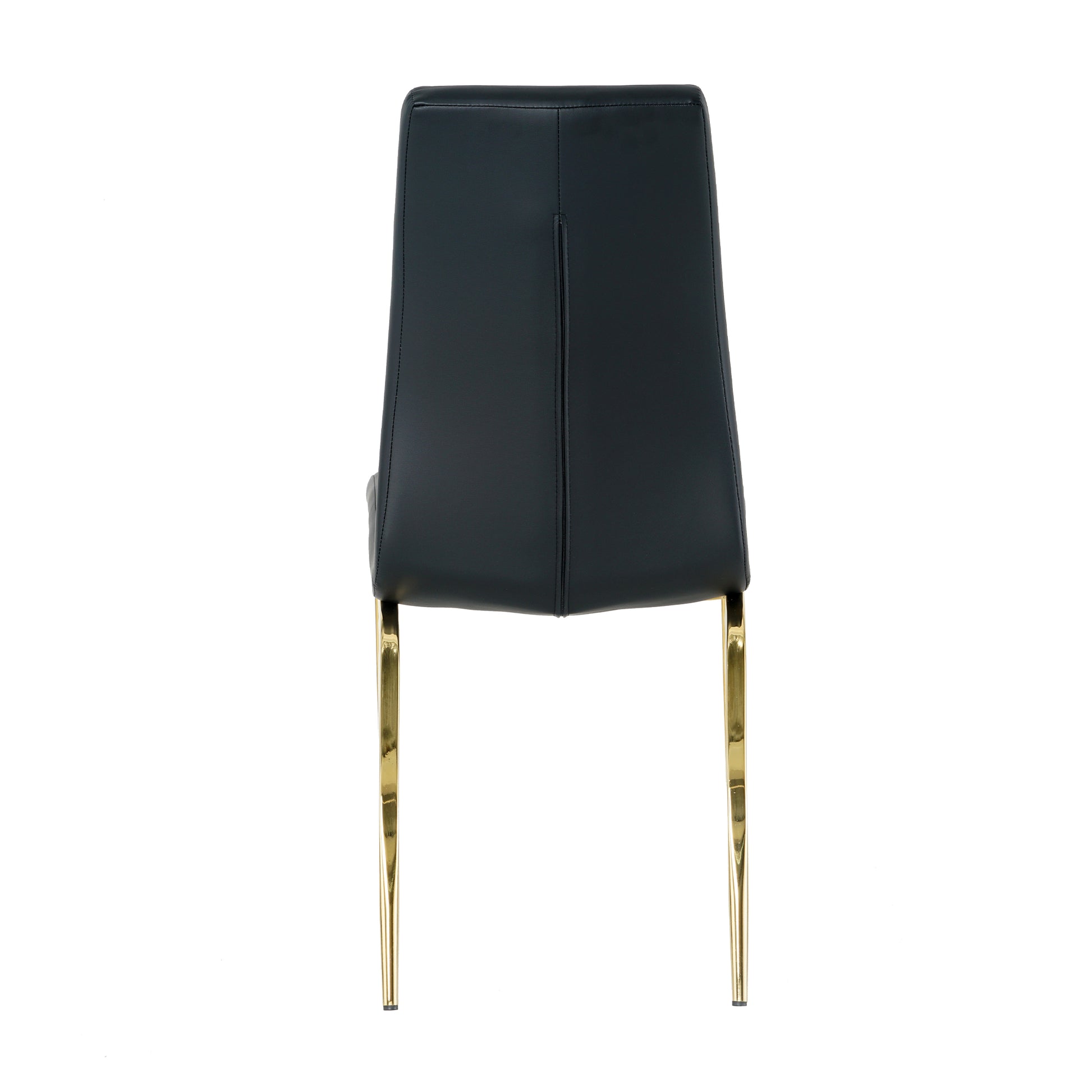 Modern Dining Chairs With Faux Leather Padded Seat Dining Living Room Chairs Upholstered Chair With Gold Metal Legs Design For Kitchen, Living, Bedroom, Dining Room Side Chairs Set Of 4 Black Metal