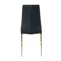 Modern Simple Table And Chair Set, One Table And Four Chairs. Transparent Tempered Glass Table Top, Solid Base. Gold Plated Metal Chair Legs Set Of 5 Black Mdf Metal