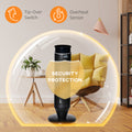 2 In 1 Tower Heater, Indoor Electric Space Heater With Oscillation, Remote Control, 8H Timer, Three Heating Modes High, Low, Fan , 750W 1500W Black Plastic