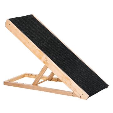 Elevated Pet Ramp For Dogs, Cats, Rabbits, Height Adjustable And Foldable Black Wood