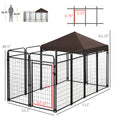 Dog Kennel Outdoor For Large And Medium Dogs, 9.3' X 4.6' X 5.2' Black Steel